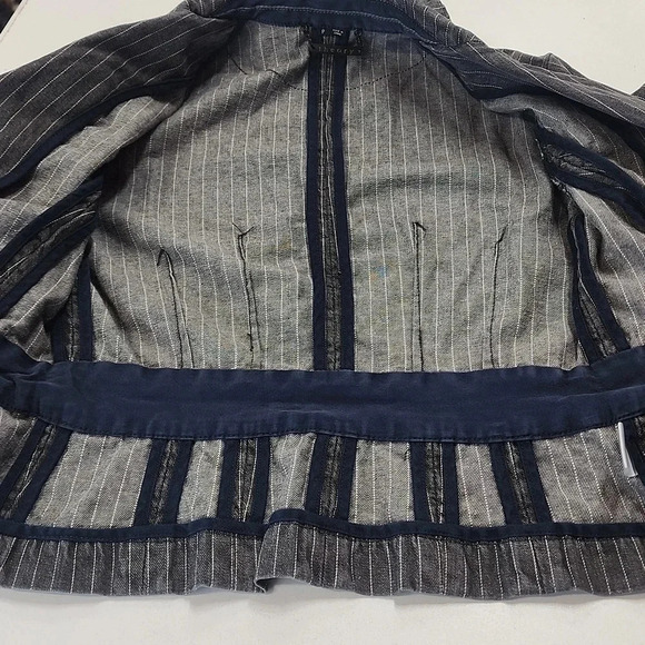 Theory Cotton Striped Button Women's Denim Blazer Pities XS 8016/1B - Picture 9 of 10